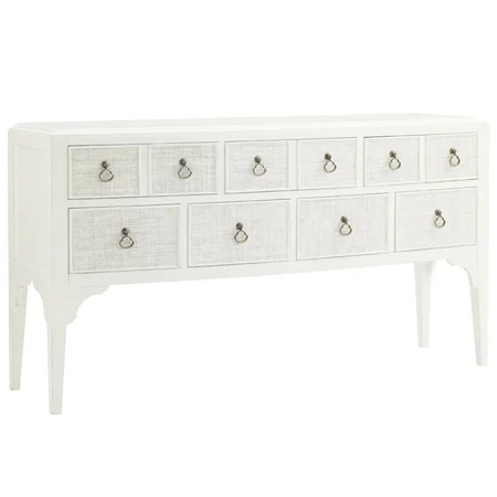 7 Drawer Spanish Point Sideboard with Woven Raffia Drawer Fronts